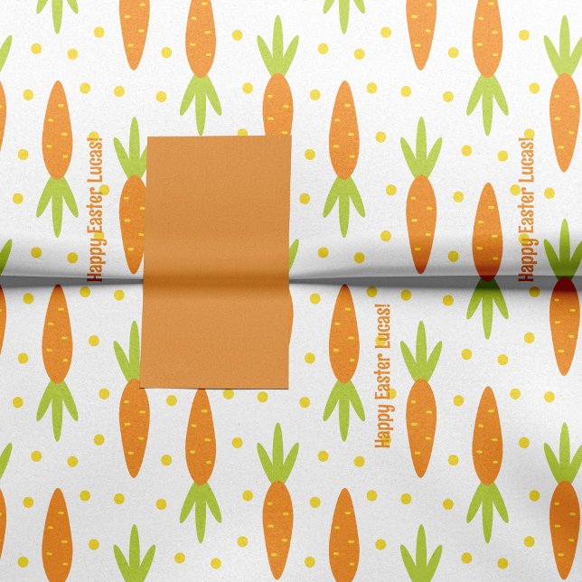 Easter Bunny Carrot Pattern Greeting and Kid Name Tissue Paper (Creator Uploaded)