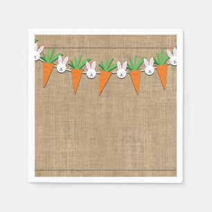 Easter Bunny & Carrots Garland Birthday Party Napkin