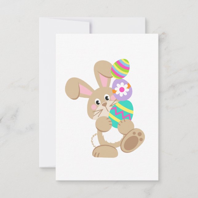 Easter Bunny Carrying Eggs Design 3.5" x 5"  Invitation (Front)