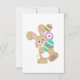 Easter Bunny Carrying Eggs Design 3.5" x 5"  Invitation