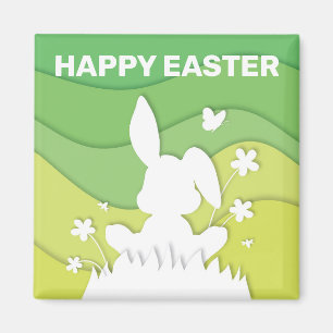 Easter bunny cartoon happy easter magnet