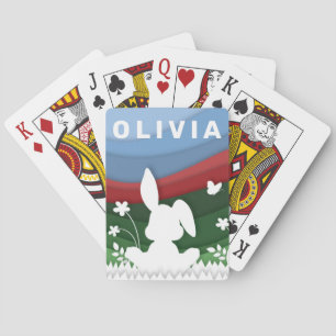 Easter bunny cartoon paper cut spring playing cards