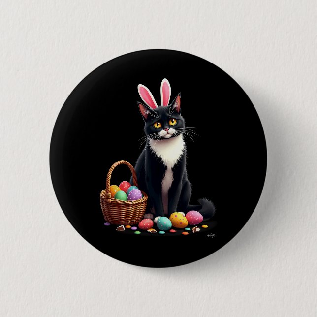 Easter Bunny Cat Egg Sket  2 Inch Round Button (Front)