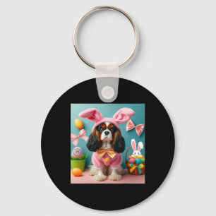 Easter Bunny Cavalier King Charles Spaniel  Keychain