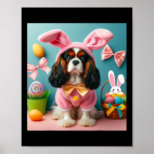 Easter Bunny Cavalier King Charles Spaniel  Poster