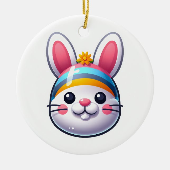 Easter Bunny Ceramic Ornament (Front)
