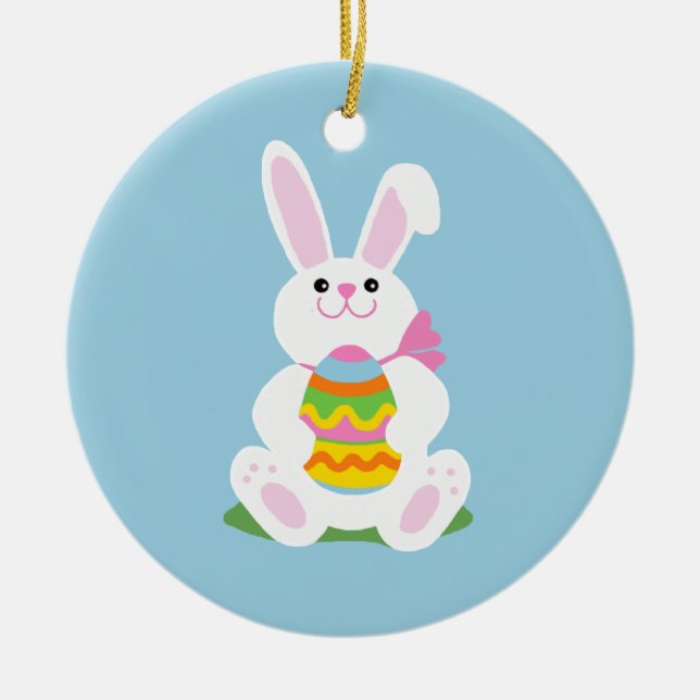 Easter Bunny Ceramic Ornament (Front)