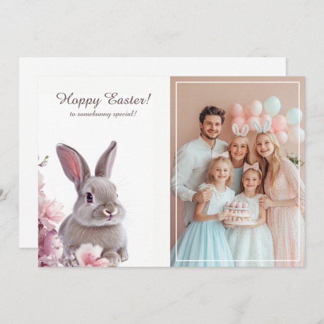 Easter Bunny Charm with photo Holiday Card (Front/Back)