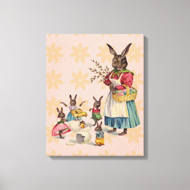 Easter Bunny Chckens Bunnies Eggs Canvas Print (Front)