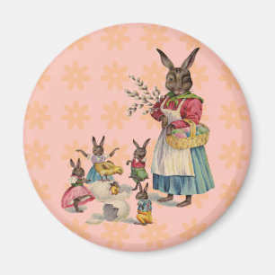 Easter Bunny Chckens Bunnies Eggs Magnet