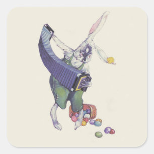 Easter Bunny Chick Basket Coloured Eggs Square Sticker