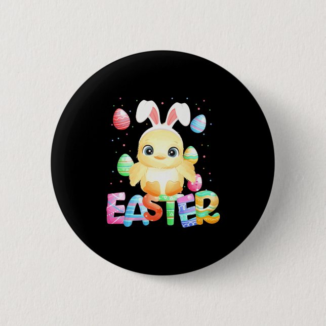 Easter Bunny Chick Easter Chicken Design 2 Inch Round Button (Front)