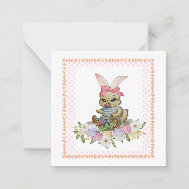 Easter Bunny Chick (post card style) Greeting (Front)