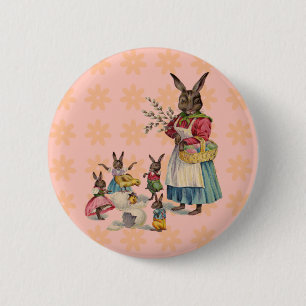 Easter Bunny Chicken Bunny Eggs 2 Inch Round Button