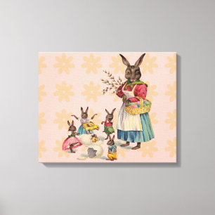 Easter Bunny Chicken Bunny Eggs Canvas Print