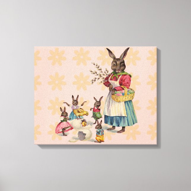 Easter Bunny Chicken Bunny Eggs Canvas Print (Front)