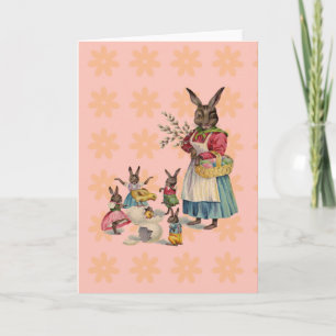 Easter Bunny Chicken Bunny Eggs Holiday Card