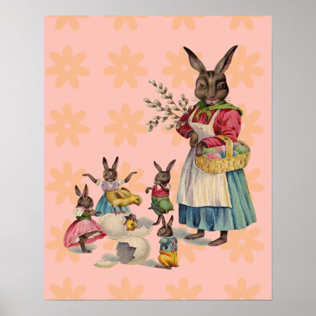 Easter Bunny Chicken Bunny Eggs Poster (Front)
