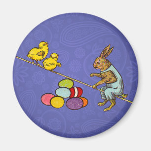 Easter Bunny chicks eggs illustration Magnet