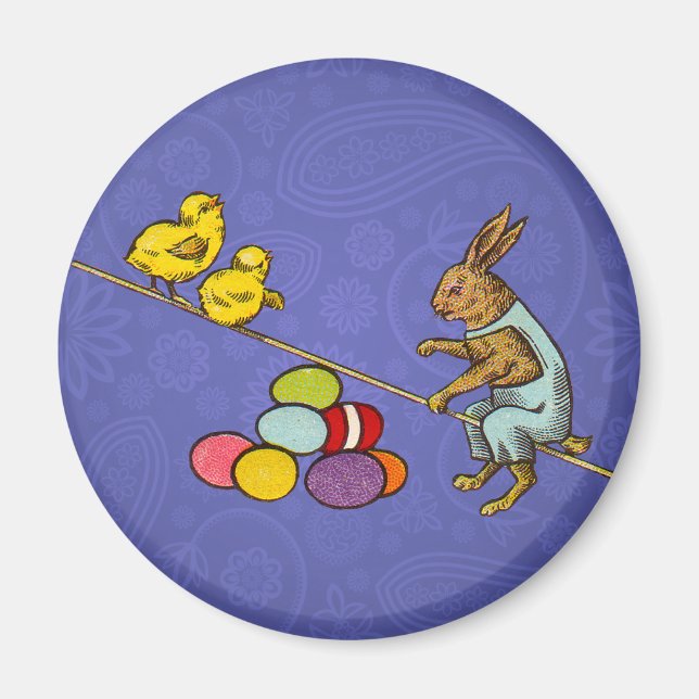 Easter Bunny chicks eggs illustration Magnet (Front)