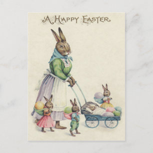Easter Bunny Children Coloured Egg Holiday Postcard