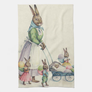 Easter Bunny Children Coloured Egg Kitchen Towel