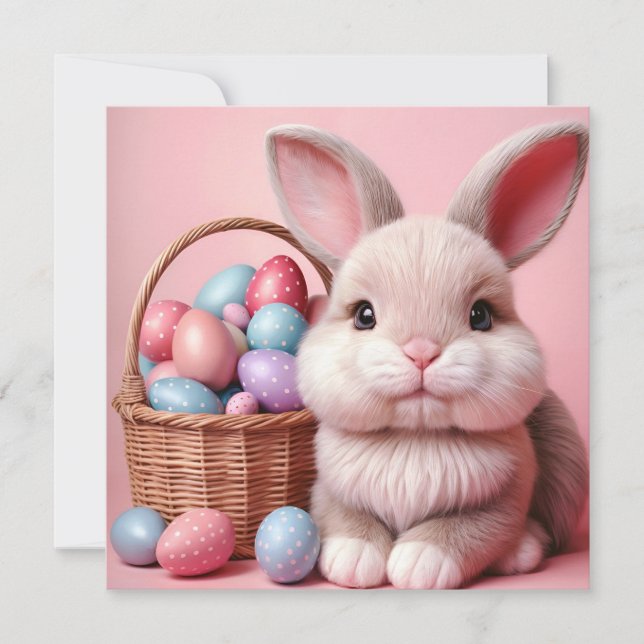 Easter Bunny Chocolate Egg Holiday Card (Front)
