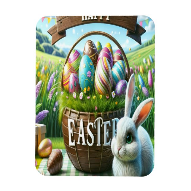 Easter Bunny Chocolate Egg Magnet (Vertical)
