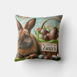 Easter Bunny Chocolate Egg Throw Pillow