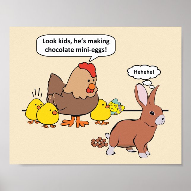 Easter Bunny Chocolate Eggs Humour Poster (Front)