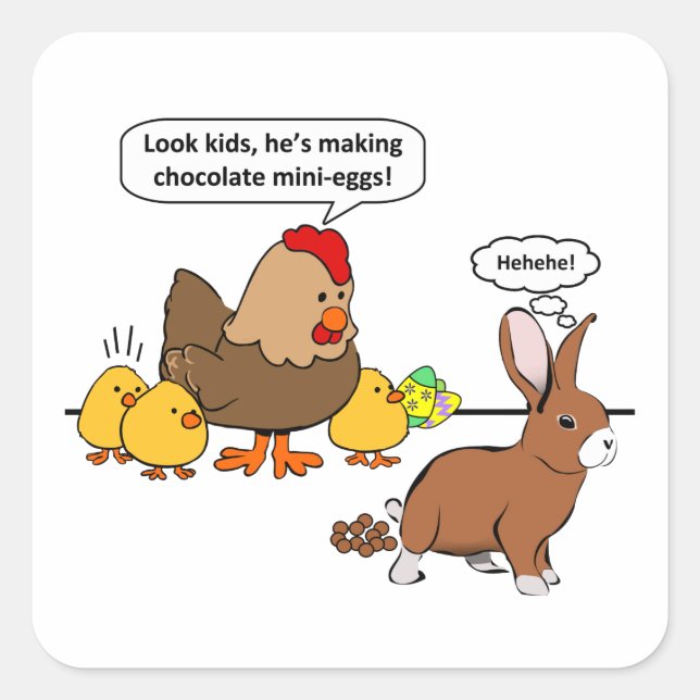 Easter Bunny Chocolate Humour Square Sticker (Front)