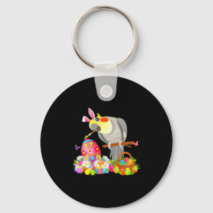 Easter bunny cockatiel drawing chocolate eggs love keychain