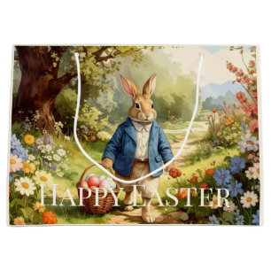 Easter Bunny Collecting Easter Eggs Large Gift Bag