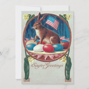 Easter Bunny Coloured Egg American Flag Invitation