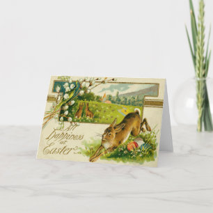 Easter Bunny Coloured Egg Church Holiday Card