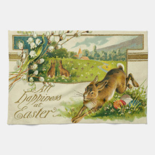 Easter Bunny Coloured Egg Church Kitchen Towel