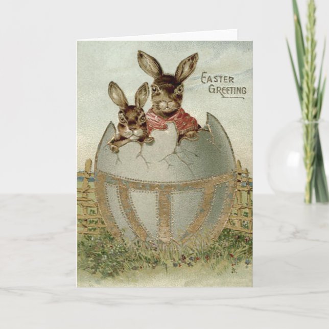 Easter Bunny Coloured Egg Farm Holiday Card (Front)