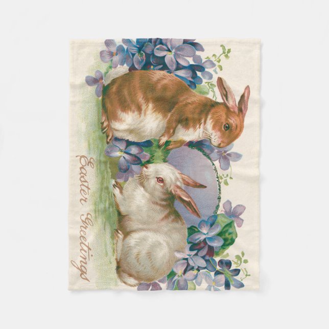 Easter Bunny Coloured Egg Forget-Me-Not Fleece Blanket (Front)