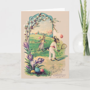 Easter Bunny Coloured Egg Tennis Cotton Holiday Card