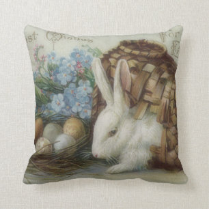 Easter Bunny Coloured Painted Egg Basket Forget Me Throw Pillow