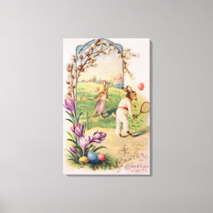 Easter Bunny Coloured Painted Egg Tennis Canvas Print