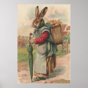Easter Bunny Coloured Painted Egg Umbrella Poster