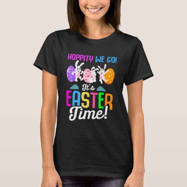 Easter Bunny Colourful Easter Egg Hunting Rabbit E T-Shirt (Front)