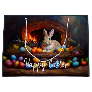 Easter Bunny Colourful Easter eggs Happy Easter Large Gift Bag
