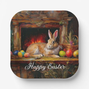 Easter Bunny Colourful Easter eggs Happy Easter Paper Plate