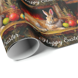 Easter Bunny Colourful Easter eggs Happy Easter Wrapping Paper