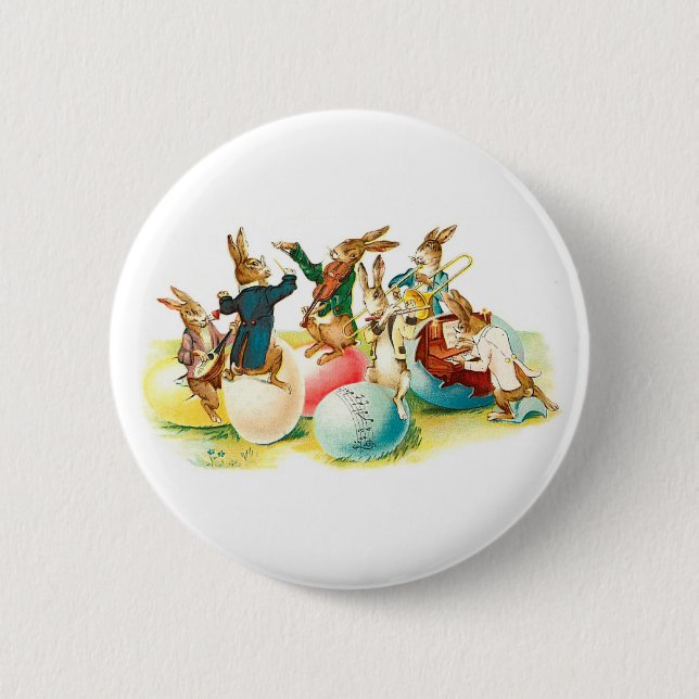 Easter Bunny Concert Vintage 2 Inch Round Button (Front)