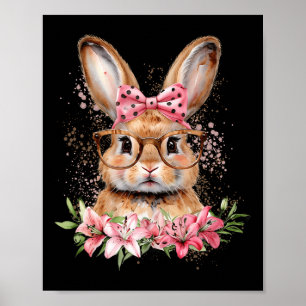 Easter Bunny Coquette Bow Flower Easter Day Bunny Poster