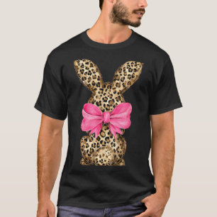 Easter bunny coquette bow leopard easter day girlE T-Shirt