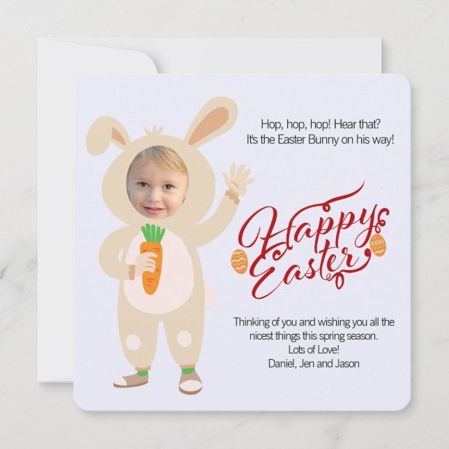 Easter Bunny Costume Personalized Photo Card (Front)